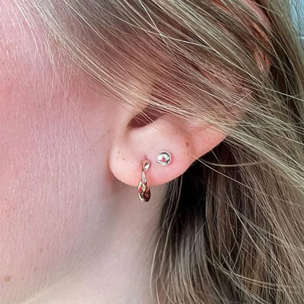 Rose Gold Earrings Small Hoop Earrings For Women Girls 18k Rose Gold Plated 925 - Picture 3 of 5